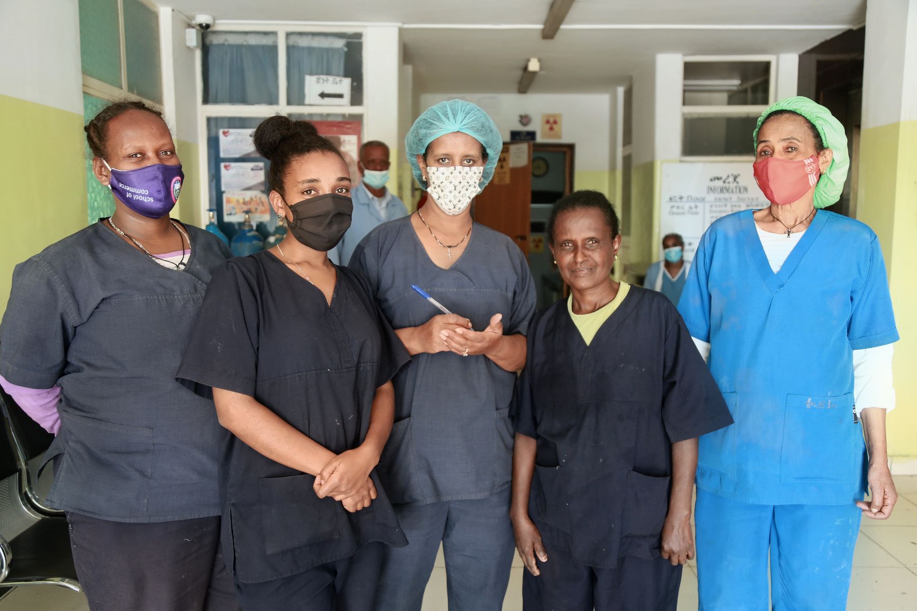 The nursing team at Yordanos Hospital in scrubs