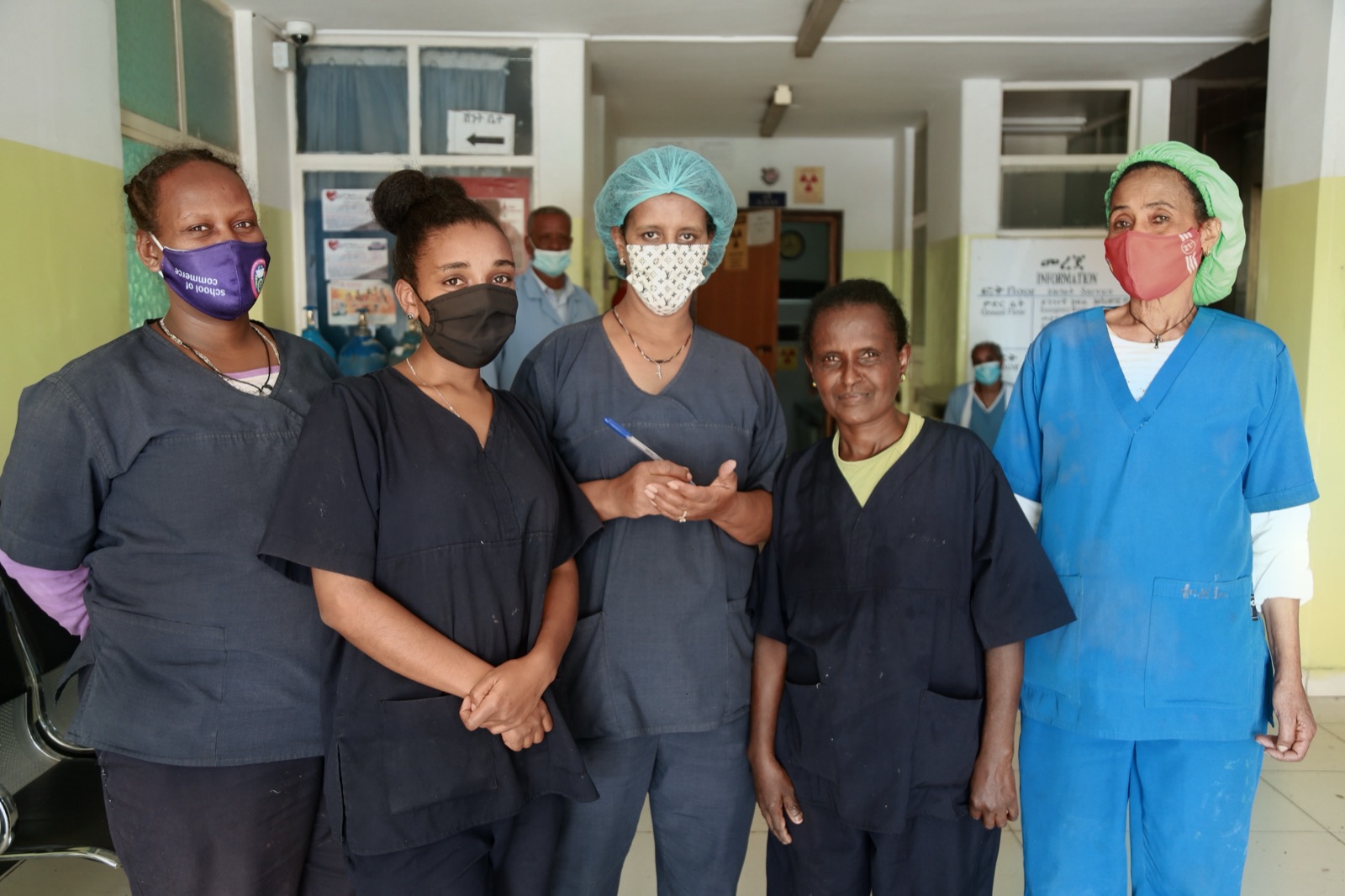 The nursing team at Yordanos Hospital in scrubs
